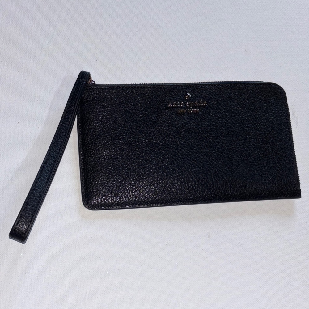 Kate Spade Black Leather Clutch Kate Spade New York L-Zip Leather Wristlet